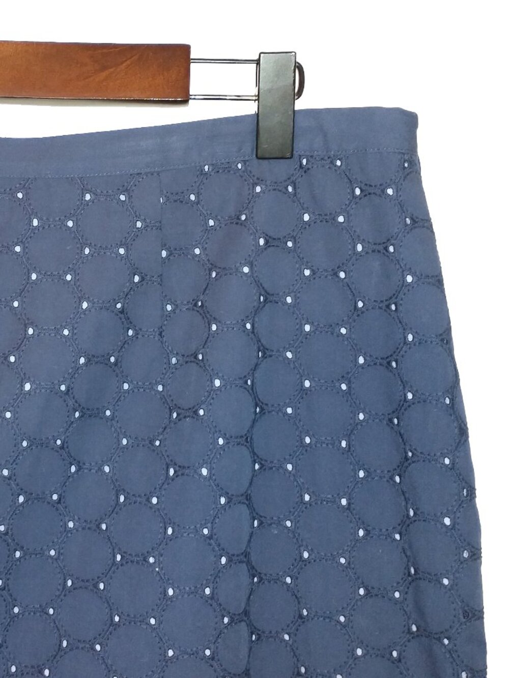 Boden 100% Cotton Blue Eyelet Straight Skirt - Size US 10R